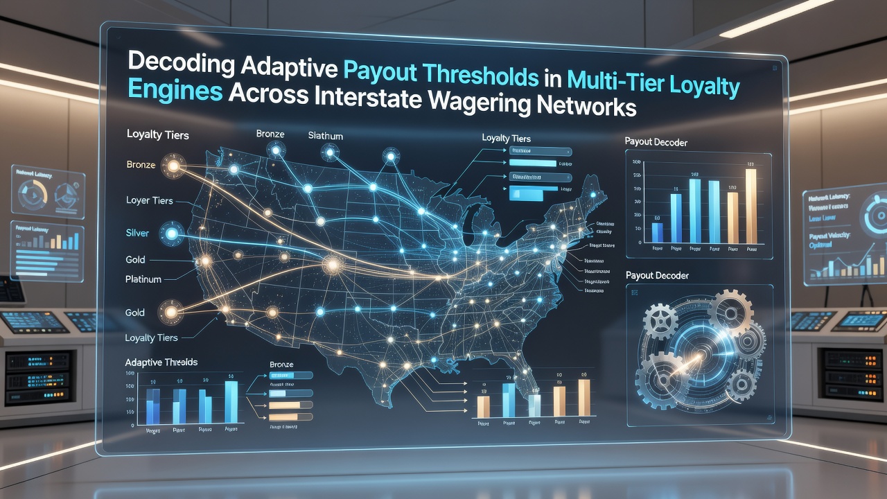 Diagram showing adaptive payout thresholds adjusting across bronze silver and gold loyalty tiers in interstate betting networks