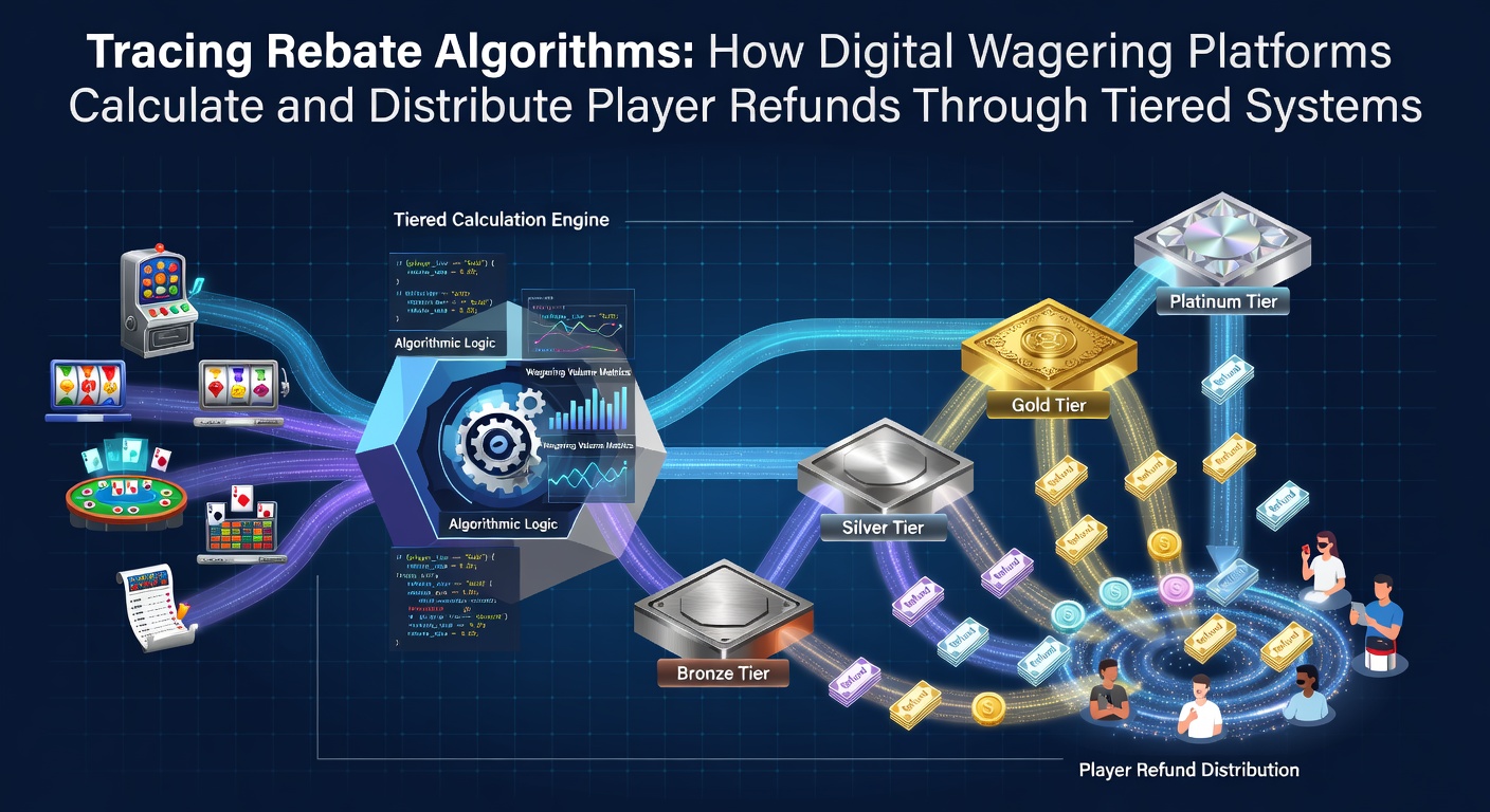 Digital interface displaying tiered rebate calculations on a wagering platform dashboard